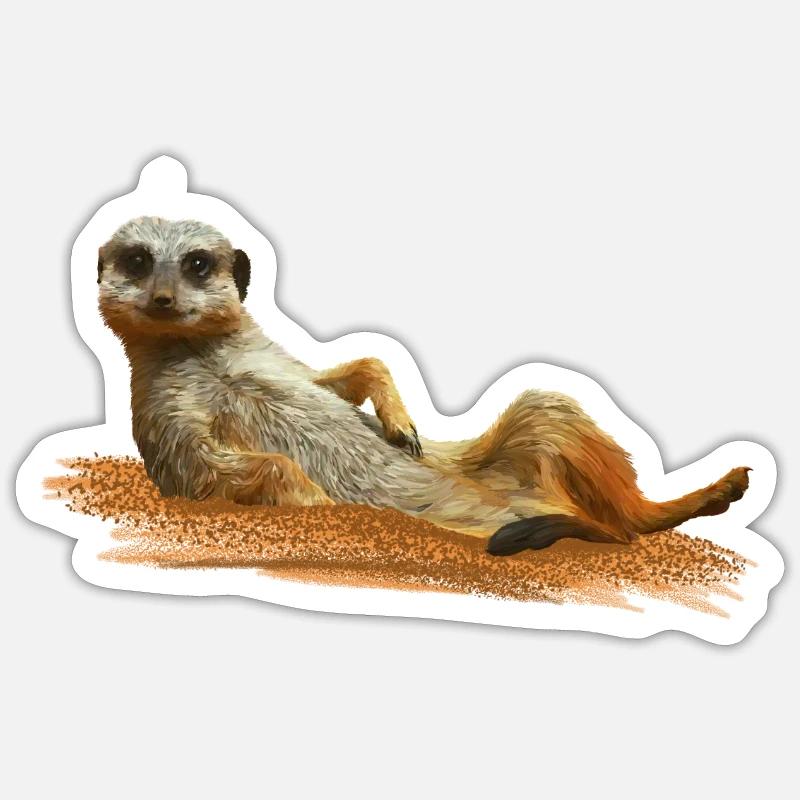 Erdmännchen - Sticker Größe S (10 x 10 cm) - Mattweiß