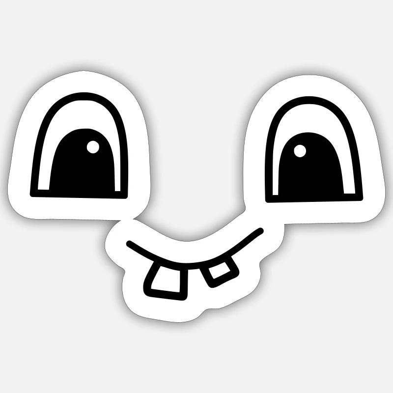 Cute face with two teeth Sticker Größe S (10 x 10 cm)