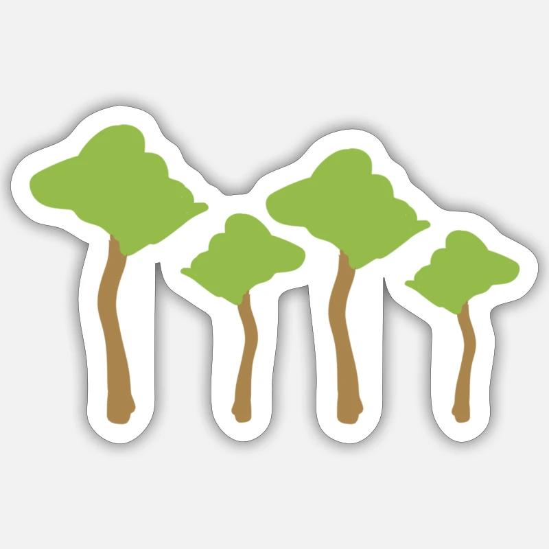 vier Bäume Baum Wald - Sticker Größe S (10 x 10 cm) - Mattweiß