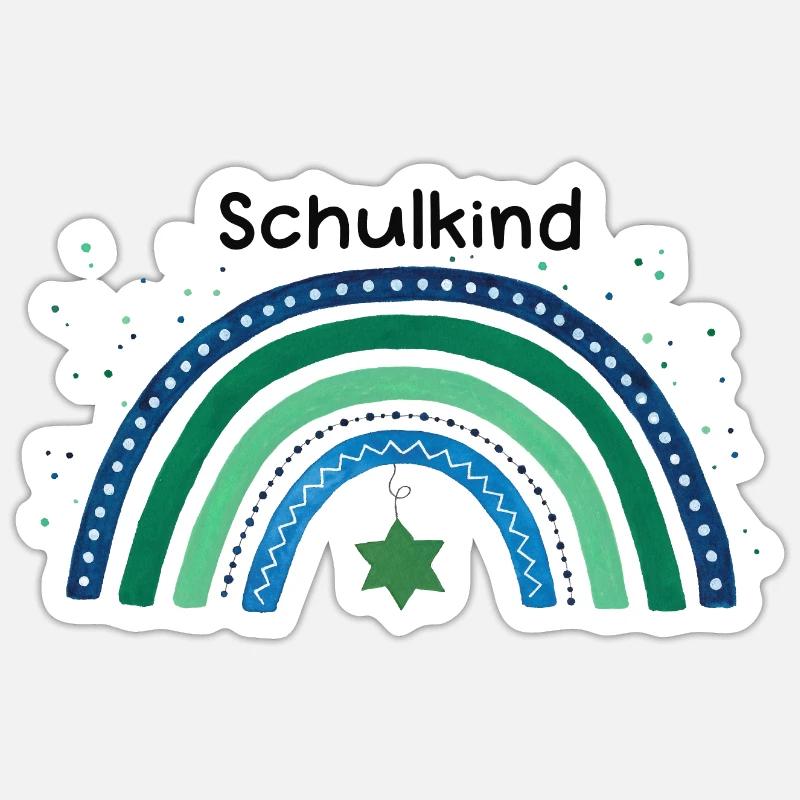 Regenbogen Schulkind Schulbeginn Sticker Größe S (10 x 10 cm)