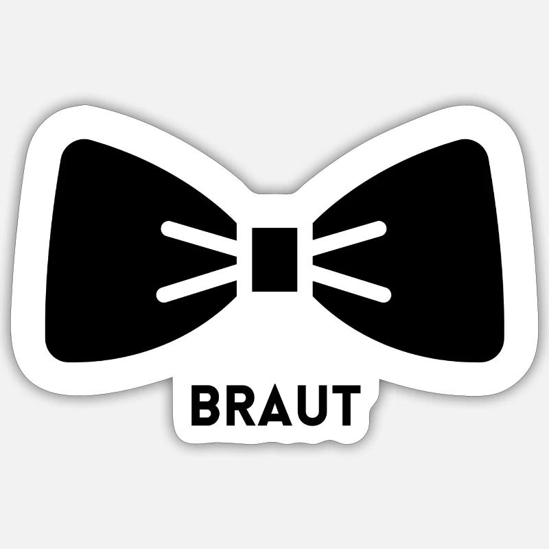 Braut mit Fliege - Sticker Größe S (10 x 10 cm) - Mattweiß