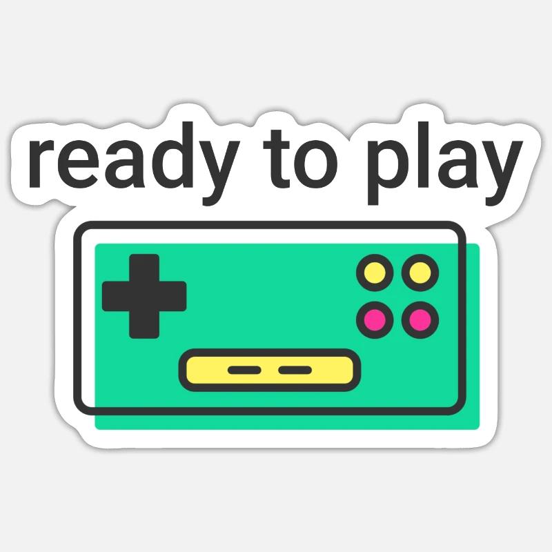 ready to play: retro clean Game Controller schwarz - Sticker Größe S (10 x 10 cm) - Mattweiß