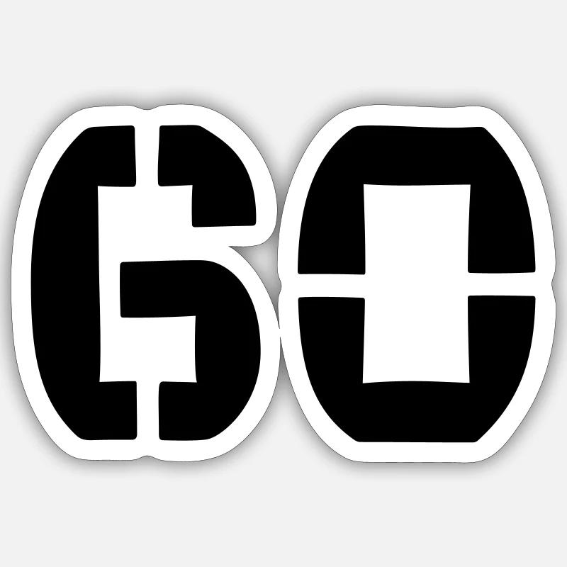 60 - Numéro - Anniversaire - Sticker taille S (10 x 10 cm) - blanc mat