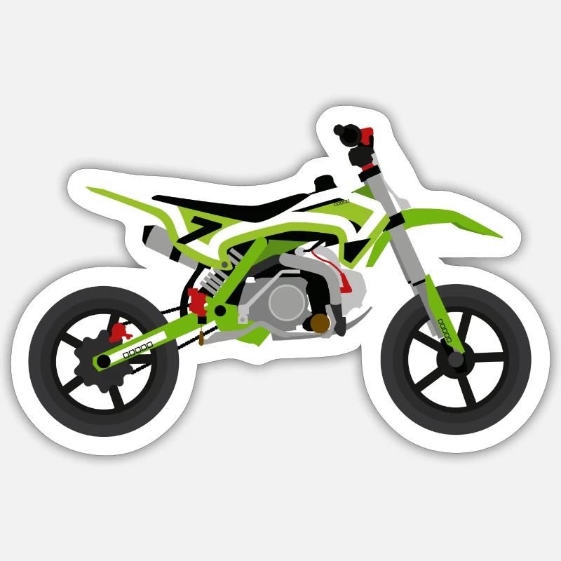 super Moto Vert Blanc Sticker taille S (10 x 10 cm)