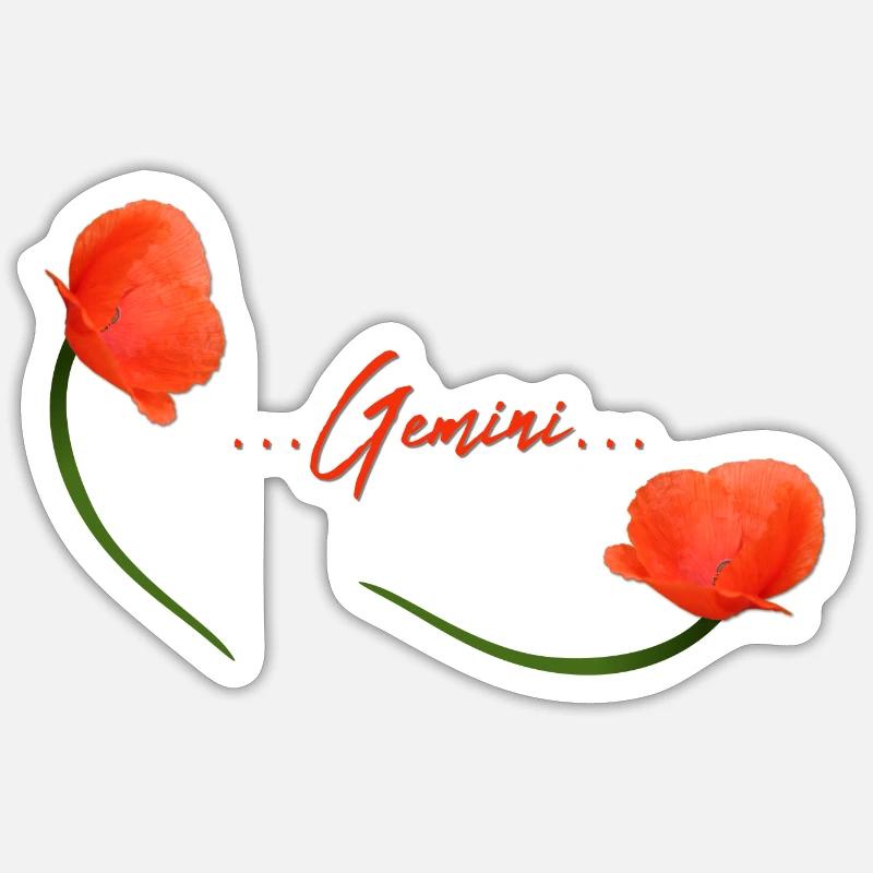 Zwillinge Mohn Klatschmohn Sternzeichen Zwillinge Sticker Größe S (10 x 10 cm)