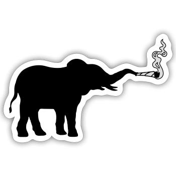 Smoking Elephant Joint Weed - Sticker size S (10 x 10 cm) - white matte - Front