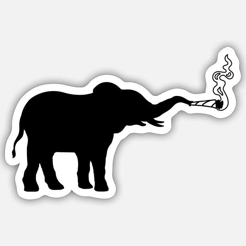 Joint Weed Smoking Elephant Sticker taille S (10 x 10 cm)
