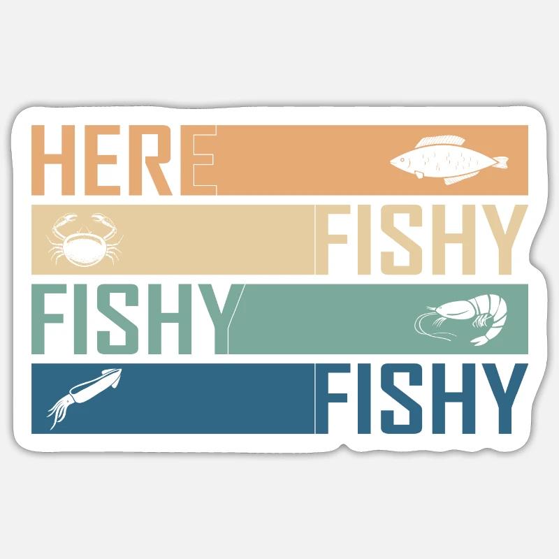 Pêcher Pêcheur Canne à pêche - Sticker taille S (10 x 10 cm) - blanc mat