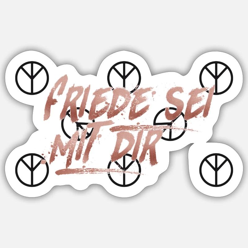 Friede sei mit dir - Sticker Größe S (10 x 10 cm) - Mattweiß