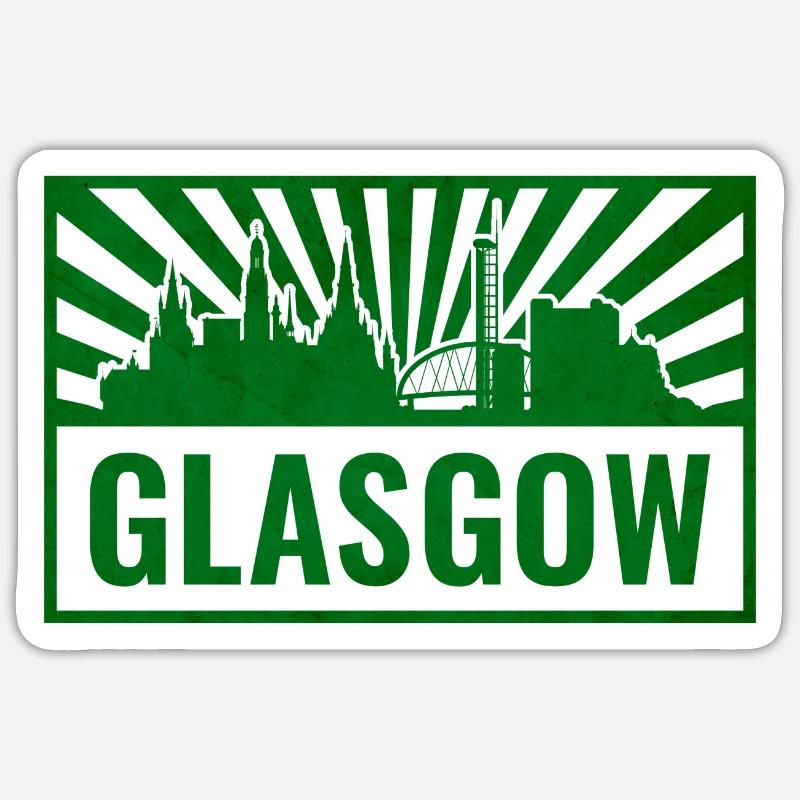 Impression sérigraphique de la Skyline de Glasgow Sticker taille S (10 x 10 cm)
