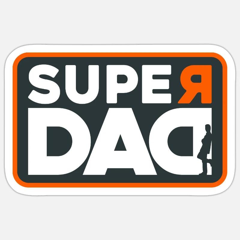 SUPER DAD - Sticker taille S (10 x 10 cm) - blanc mat