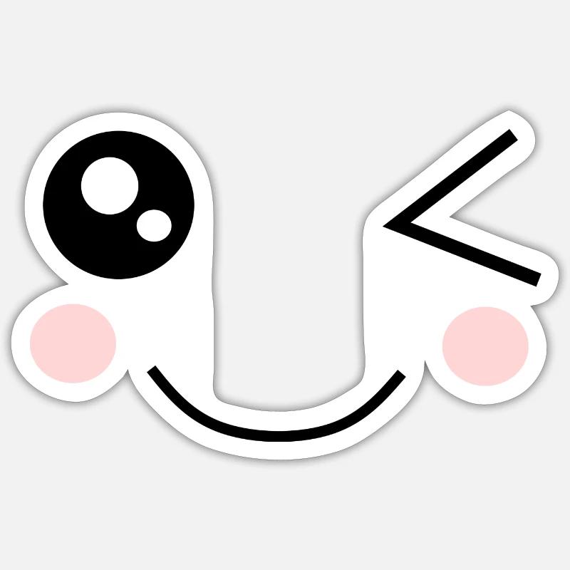 Visage Kawaii Drôle - Sticker taille S (10 x 10 cm) - blanc mat