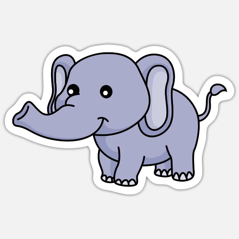 Elefant Comic - Sticker Größe S (10 x 10 cm) - Mattweiß
