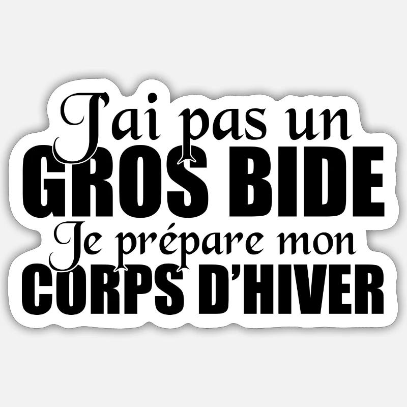 gros bide - Sticker taille S (10 x 10 cm) - blanc mat