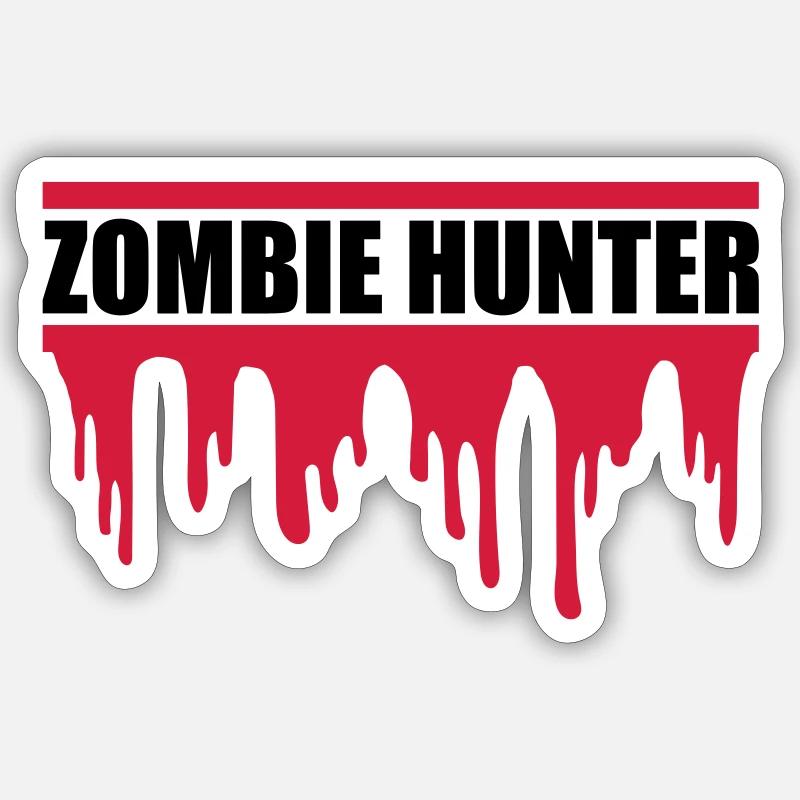 Chasseur de zombies Citation d’Halloween - Sticker taille S (10 x 10 cm) - blanc mat