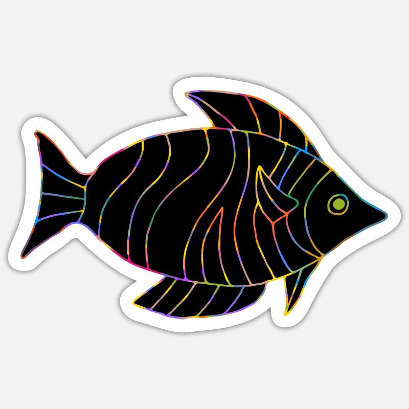 Poisson - Sticker taille S (10 x 10 cm) - blanc mat