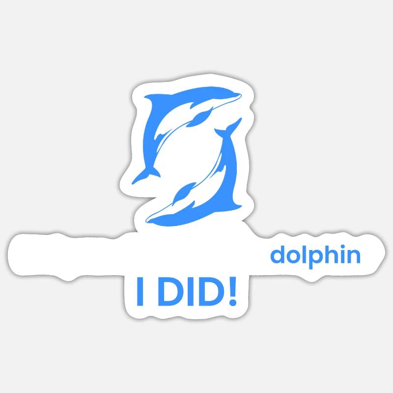 Touching a dolphin! - Sticker size S (10 x 10 cm) - white matte