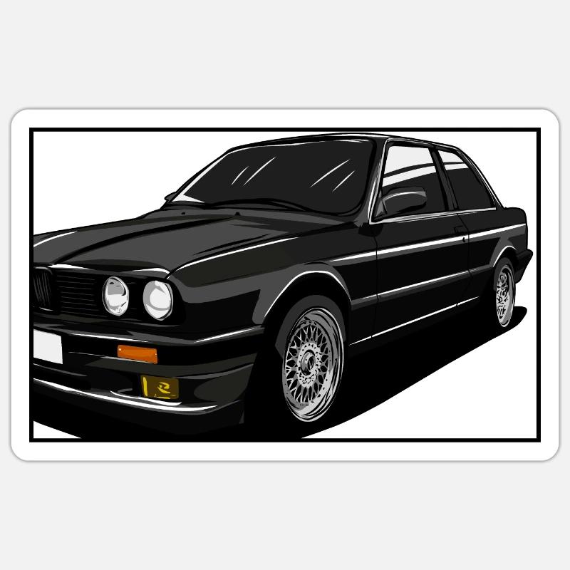 Oldtimer // Classic Car // Illustration Sticker Größe S (10 x 10 cm)