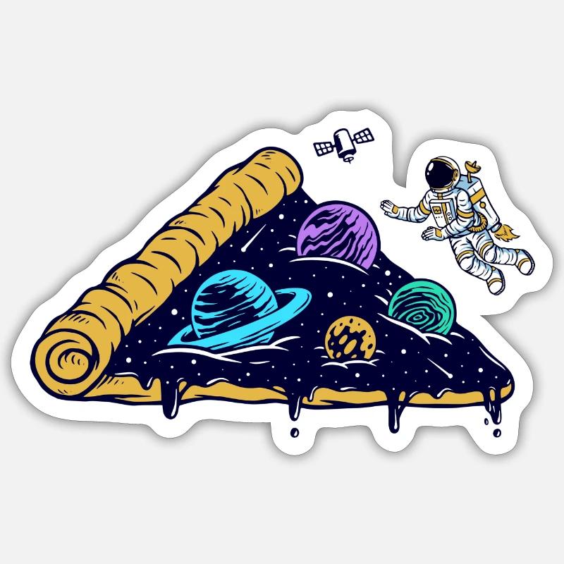 space pizza - Sticker Größe S (10 x 10 cm) - Mattweiß