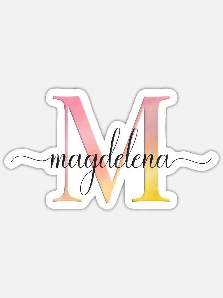 M | Monogramm | Name |Magdalena |Watercolor - Sticker Größe S (10 x 10 cm) - Mattweiß