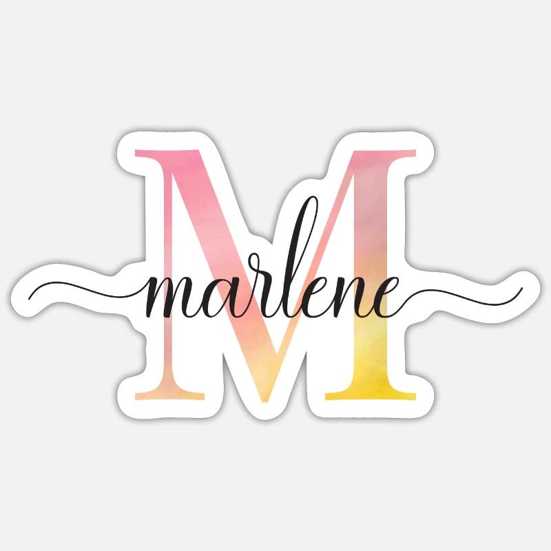 M | Monogramm | Name |Marlene |Watercolor - Sticker Größe S (10 x 10 cm) - Mattweiß