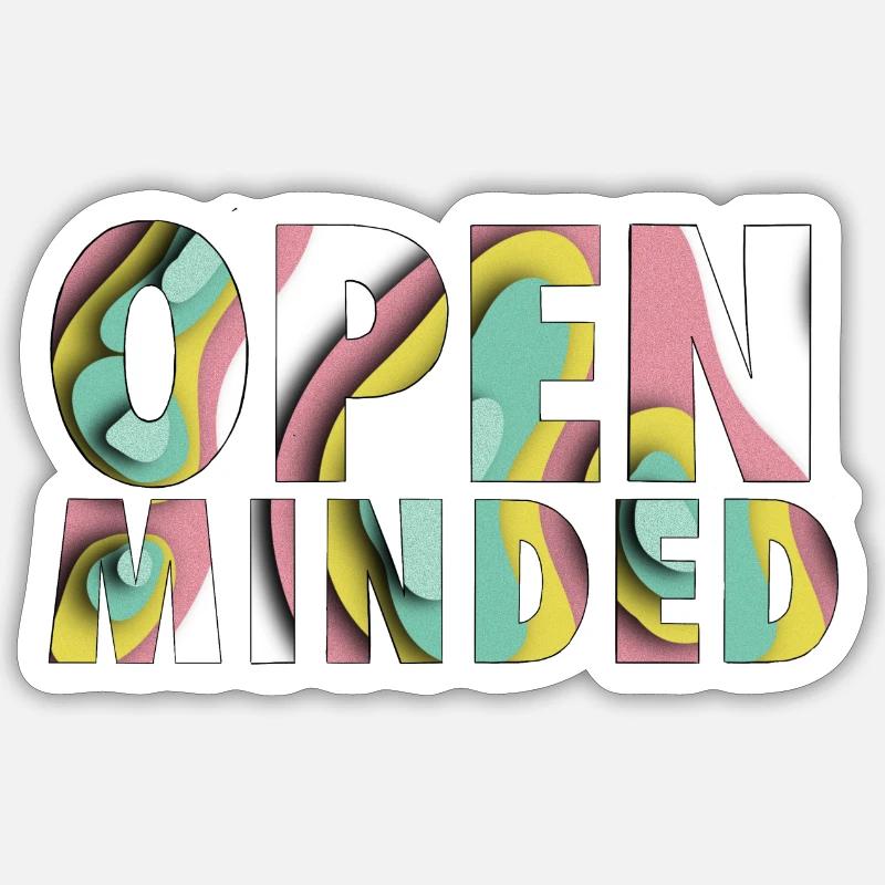 OPEN MINDET, Unisex,Rainbow - Sticker size S (10 x 10 cm) - white matte