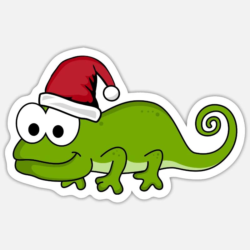 Chameleon Comic Christmas - Sticker size S (10 x 10 cm) - white matte