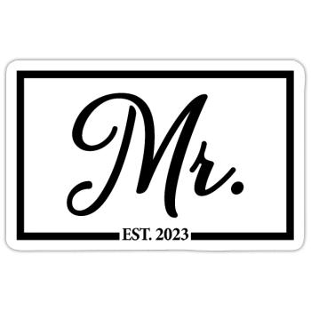 Mr. Est. 2023 Engagement For Groom's Wedding Party - Sticker size S (10 x 10 cm) - white matte - Front