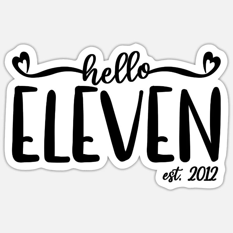 11. Geburtstag Kinder Mädchen 11 Hallo Elf Est. 2012 - Sticker Größe S (10 x 10 cm) - Mattweiß