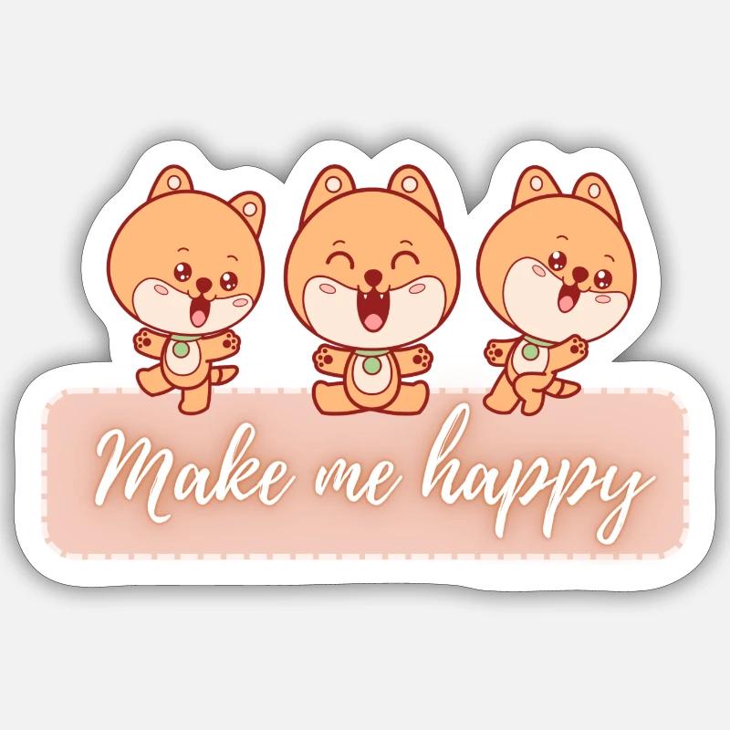 Rends-moi heureux - Sticker taille S (10 x 10 cm) - blanc mat