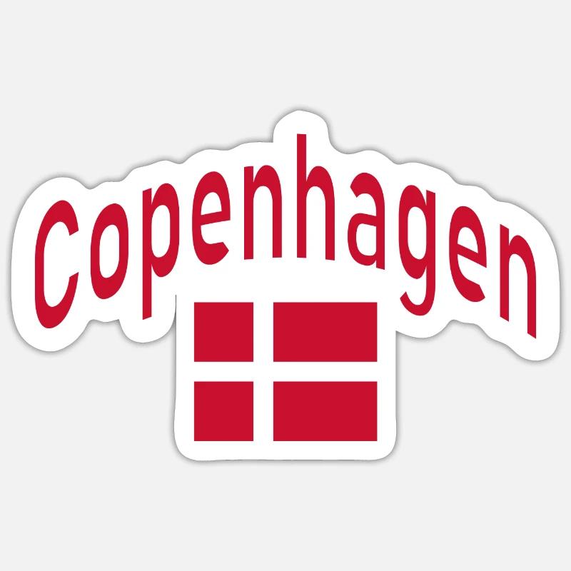 Copenhague Danemark drapeau - Sticker taille S (10 x 10 cm) - blanc mat