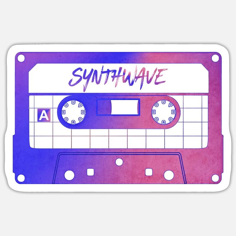 Retrowave Synthwave 80s Design - Sticker Größe S (10 x 10 cm) - Mattweiß