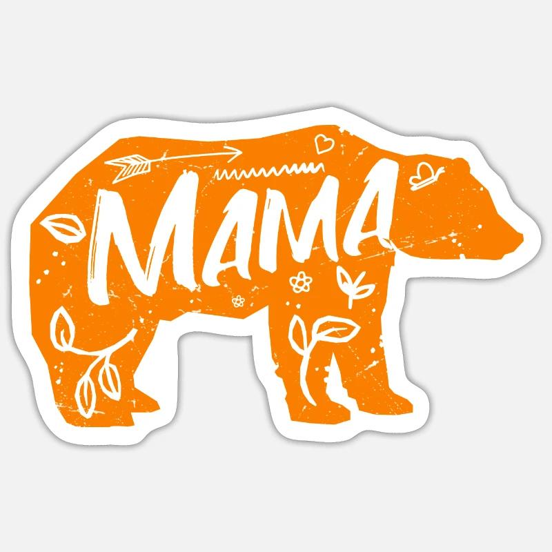 Mama Ourse - Sticker taille S (10 x 10 cm) - blanc mat