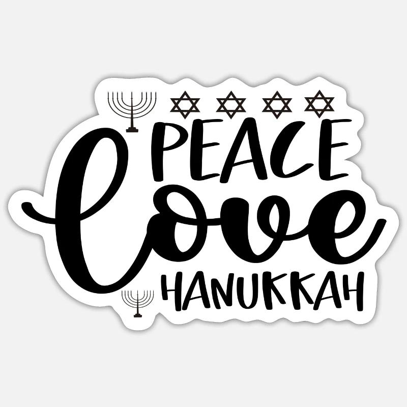 Paix Amour Hanoukka - Sticker taille S (10 x 10 cm) - blanc mat