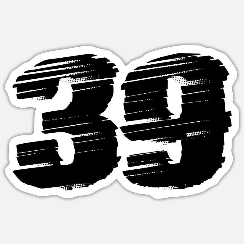 Maillot 39 Numéro - Sticker taille S (10 x 10 cm) - blanc mat