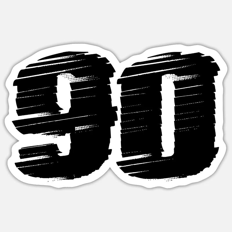 Maillot 90 numéro - Sticker taille S (10 x 10 cm) - blanc mat
