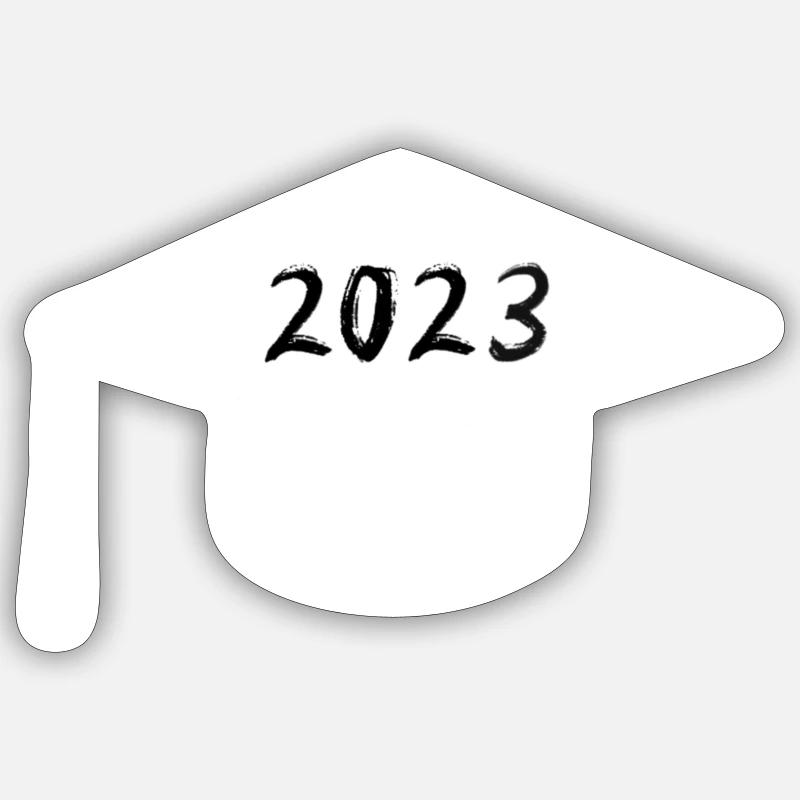 Absolventenhut Master & Bachelor 2023 - Sticker Größe S (10 x 10 cm) - Mattweiß
