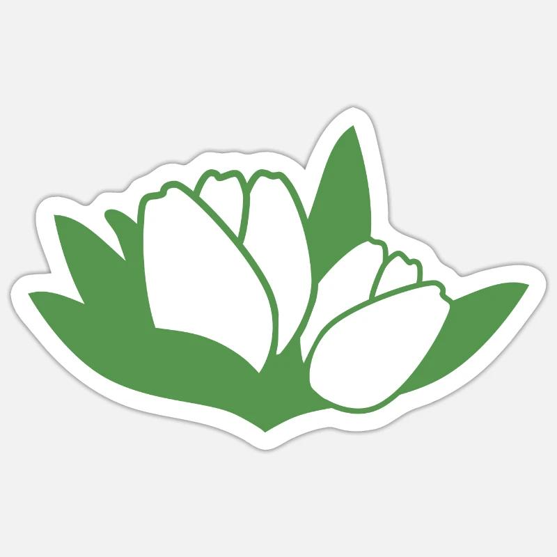 Vert tulipe - Sticker taille S (10 x 10 cm) - blanc mat