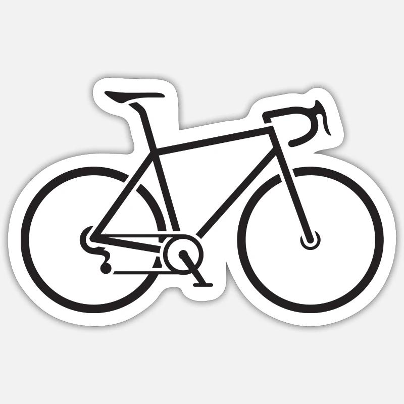 Schwarzes Rennrad - Sticker Größe S (10 x 10 cm) - Mattweiß