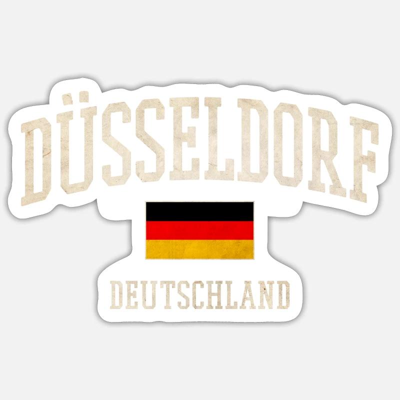 Drapeau de Düsseldorf - Sticker taille S (10 x 10 cm) - blanc mat