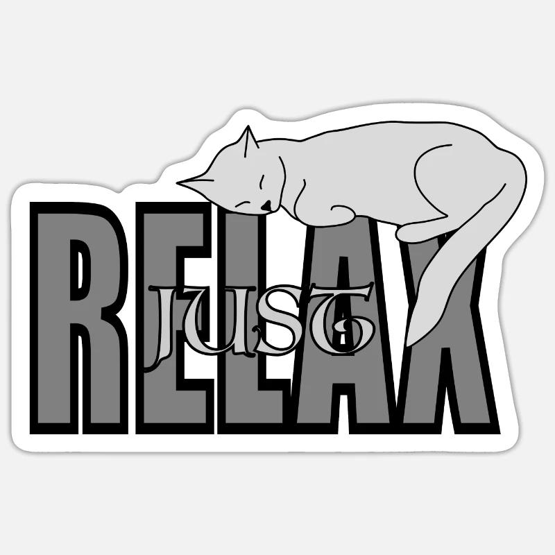Cat Just Relax - Sticker taille S (10 x 10 cm) - blanc mat