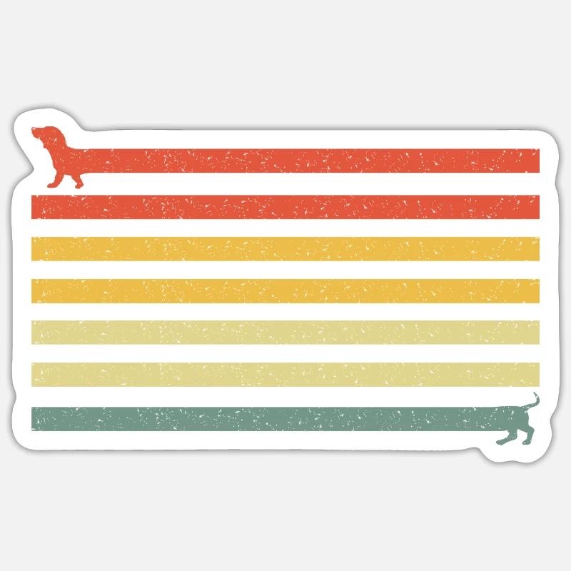 Dackel Vintage Retro - Sticker Größe S (10 x 10 cm) - Mattweiß