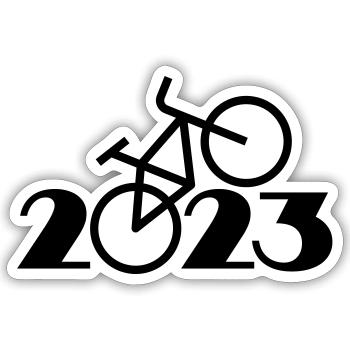Radtour 2023, Mountainbike 2023, Fahrrad 2023 - Sticker Größe S (10 x 10 cm) - Mattweiß - Vorne