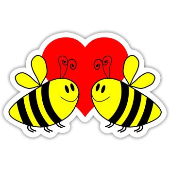 biene love 3 - Sticker Größe S (10 x 10 cm) - Mattweiß - Vorne
