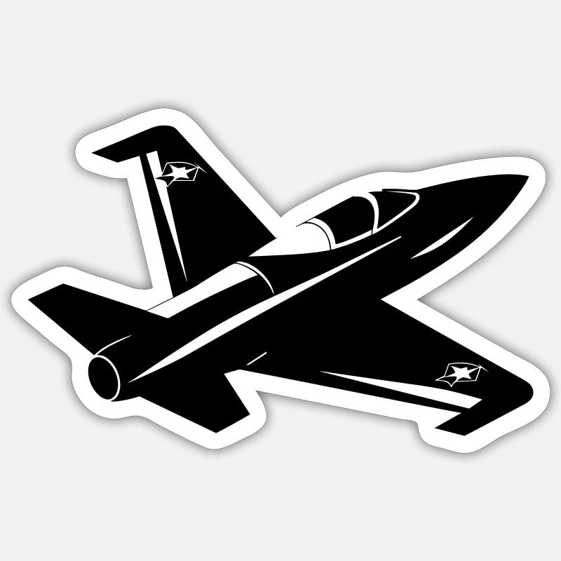 Avion de chasse - Sticker taille S (10 x 10 cm) - blanc mat