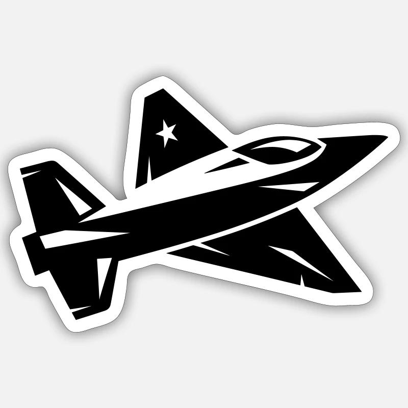 Avion de chasse - Sticker taille S (10 x 10 cm) - blanc mat