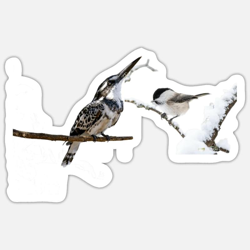 oiseaux mignon - Sticker taille S (10 x 10 cm) - blanc mat