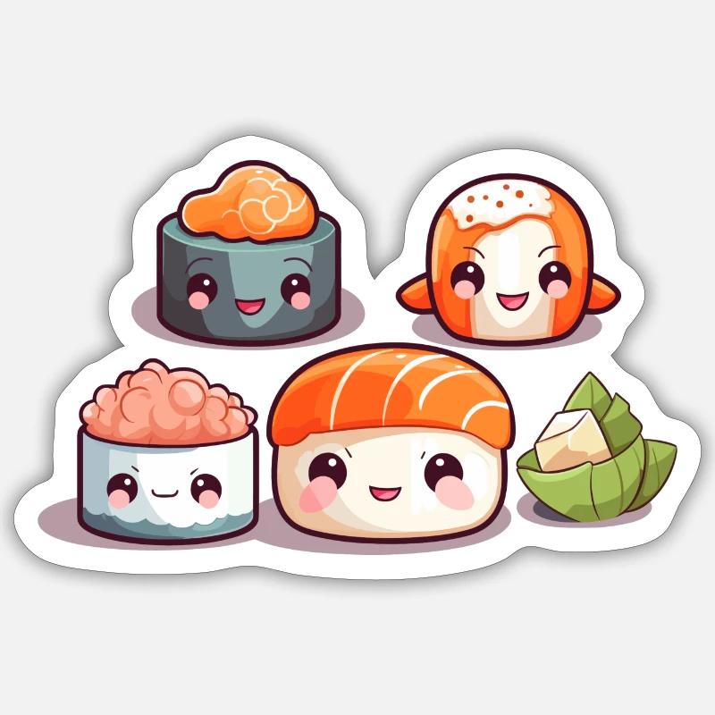 sushi menu - Sticker taille S (10 x 10 cm) - blanc mat