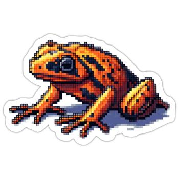 Poison dart frog in retro 8 bit pixel graphics - Sticker size S (10 x 10 cm) - white matte - Front