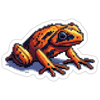 Poison dart frog dans des graphismes rétro pixel cool - Sticker taille S (10 x 10 cm) - blanc mat - Devant